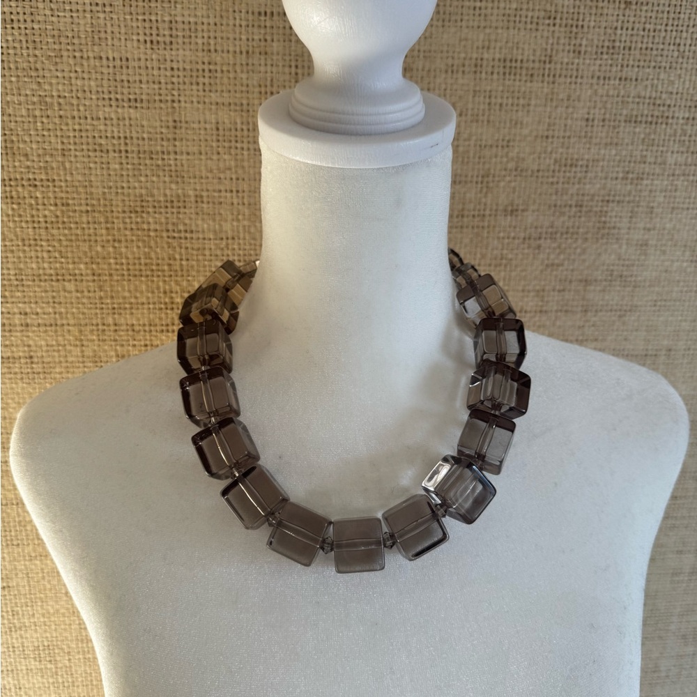 Vintage Pono Smoky Lucite Cube Necklace
